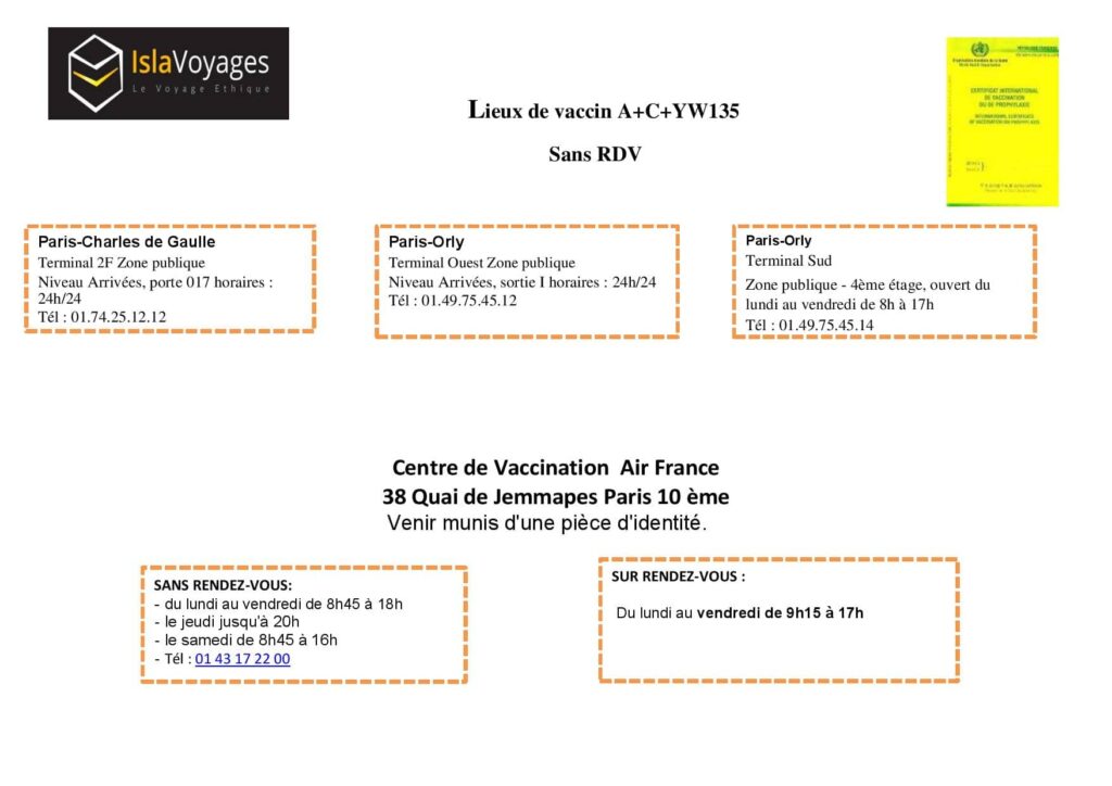 lieu de centre de vaccination en Ile de France région parisienne